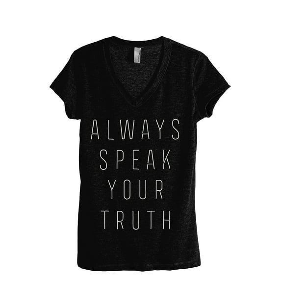 Always Speak Your Truth Women's Fashion Relaxed V-Neck T-Shirt Tee Heather Black 2X-Large