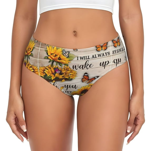 Always Sunflower Womens Briefs Underwear, No Show Seamless Underwear for Women, Soft Stretch Women's Panties, Classic Hipster Panties Bikini Underwear Briefs for Ladies
