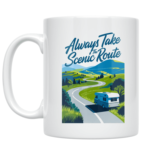Always Take The Scenic Route - Travel Enthusiast - 11 oz Ceramic Coffee Mug
