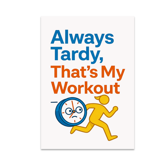 Always Tardy, That's My Workout - Busy Lifestyle Humor - 13x19 Poster Print