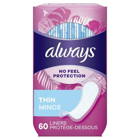 Always Thin Daily Liners Regular Absorbency Unscented, 60 Ct