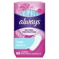 thumbnail image 1 of Always Thin Daily Liners Regular Unscented Wrapped, 60 Count, 1 of 10