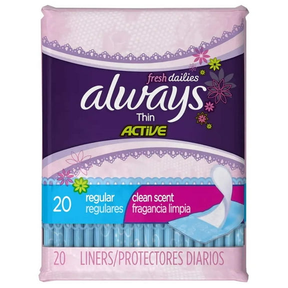 Always Thin No Feel Protection Daily Liners Regular Absorbency Scented, 20 Count