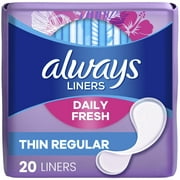 Always Thin No Feel Protection Daily Liners Regular Absorbency Unscented, 20 Count