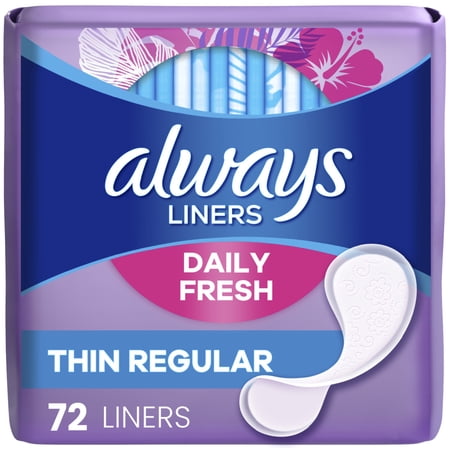 Always Thin No Feel Protection Daily Liners Regular Absorbency Unscented, 72 Ct