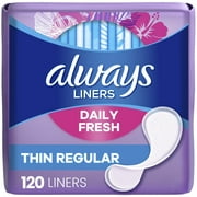 Always Thin No Feel Protection Daily Liners, Regular, Unscented, 120 Count