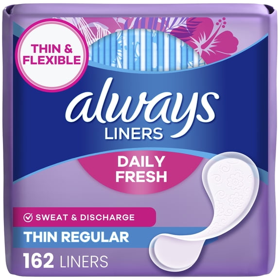 Always Thin No Feel Protection Daily Liners, Regular, Unscented, 162 Count