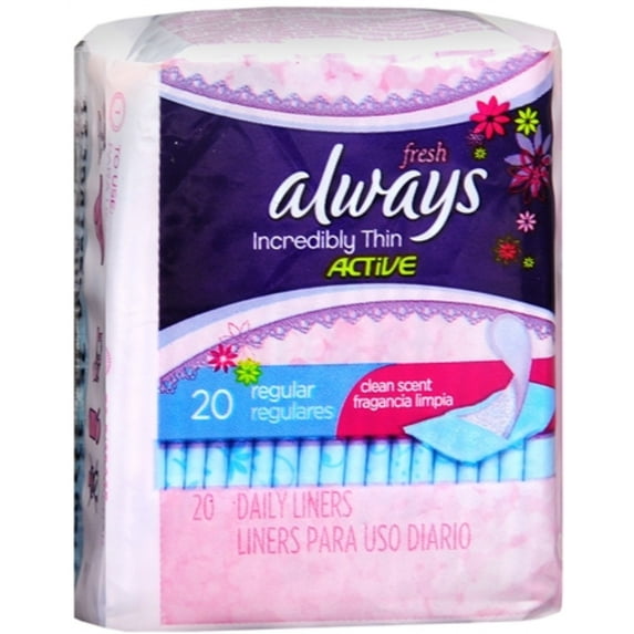 Always Thin Pantiliners Regular Clean Fresh Scent 20 Each (Pack of 6)