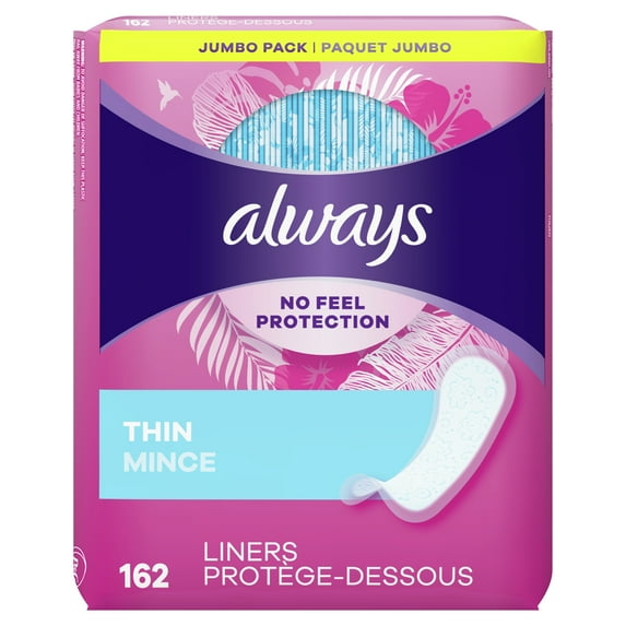 Always Thin Regular Daily Liners, Unscented, 162 Count