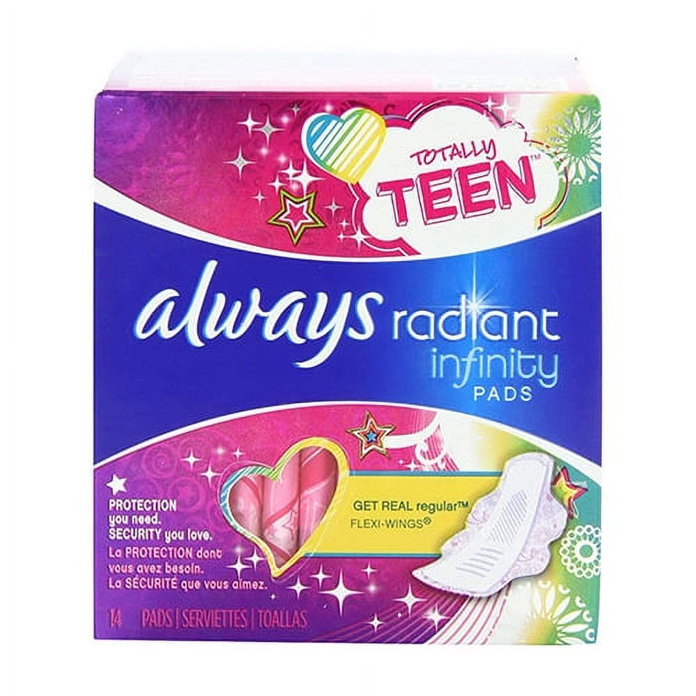 Always Radiant Feminine Pads For Women, Size 5 Extra Heavy Overnight Pads,  With Flexfoam, With Wings, Light Clean Scent, 18 Count x 3 Packs (54 Count