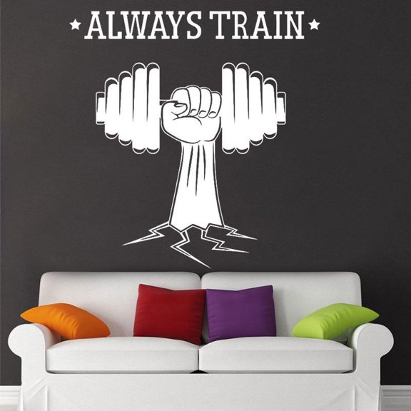 Always Train Quote Fitness Sports Gym Wall Decal Home Decor Art Vinyl Sticker Kids Bedroom Decal DIY Mural Wallpaper 57x58cm