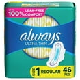 thumbnail image 1 of Always Ultra Thin Pads with Wings, Size 1, Regular, 46 Count, 1 of 3