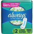 Always Ultra Thin, Feminine Pads For Women, Size 2 Long Super