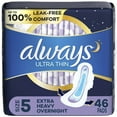 thumbnail image 1 of Always Ultra Thin Overnight Pads with Wings, Extra Heavy Overnight, Unscented Size 5 - 46 ct, 1 of 4