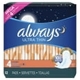 thumbnail image 1 of Always Ultra Thin Overnight Pads with Wings Unscented, Size 4, 52 ct, 1 of 10