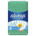 thumbnail image 1 of Always Ultra Thin Pads, Winged, Unscented, Extra Long, Size 3, 28 ct, 1 of 10