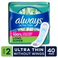 thumbnail interactive-video image 1 of Always Ultra Thin Pads Without Wings, Size 2, Long Super Absorbency, 40 Count, 1 of 16
