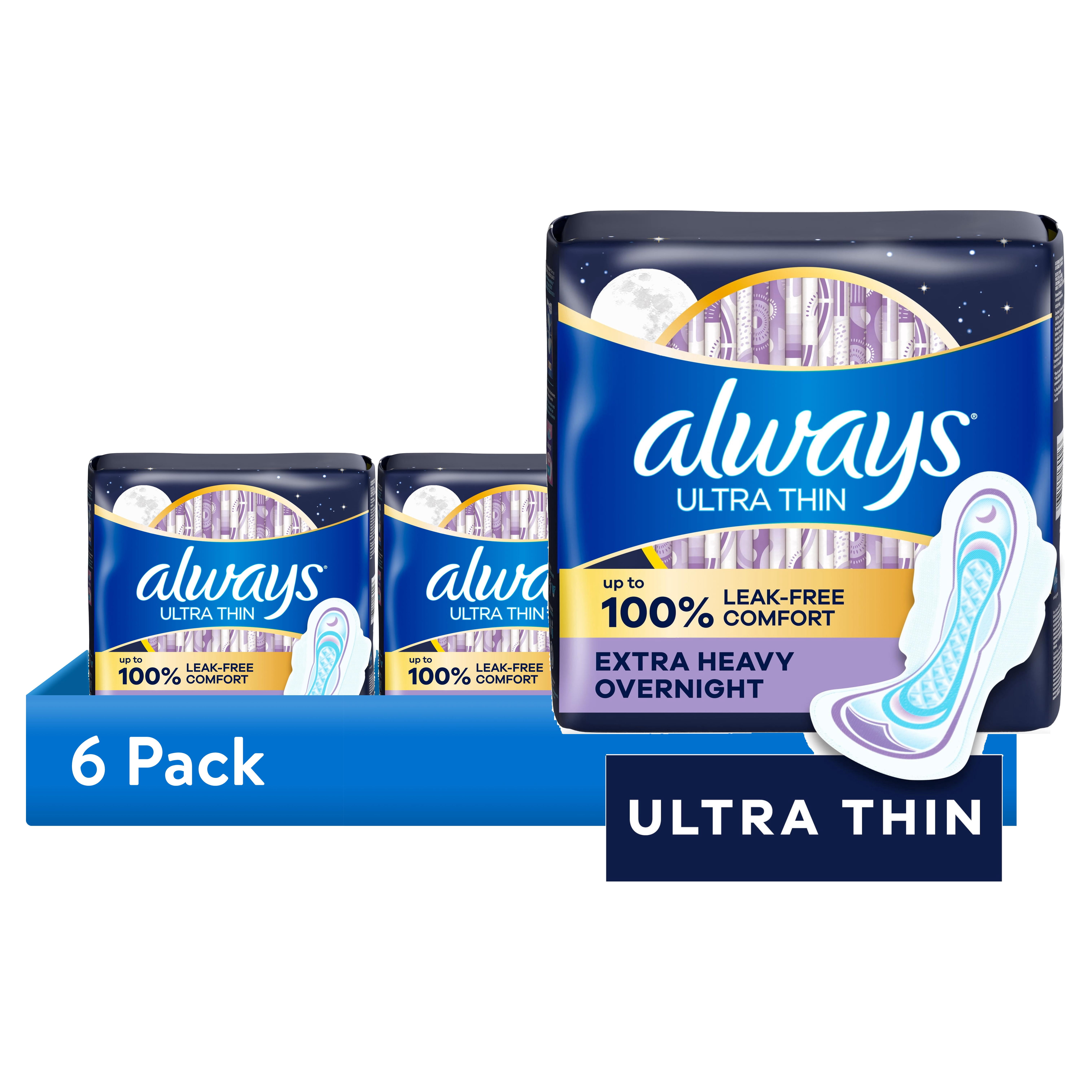 (6 pack) Always Pads, Ultra Thin with Wings, Size 1, Regular, 15 Count