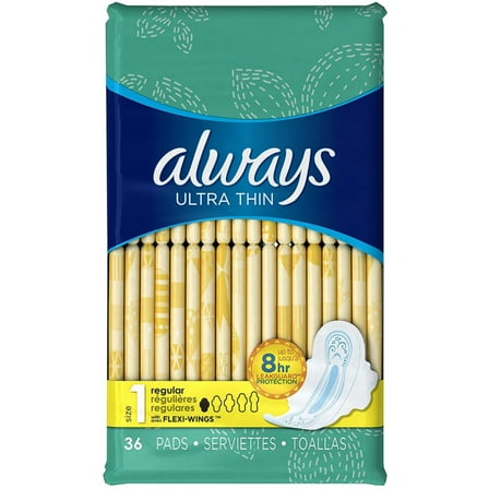 Always Ultra Thin Pads with Flexi-Wings, Regular, Size 1 36 Each