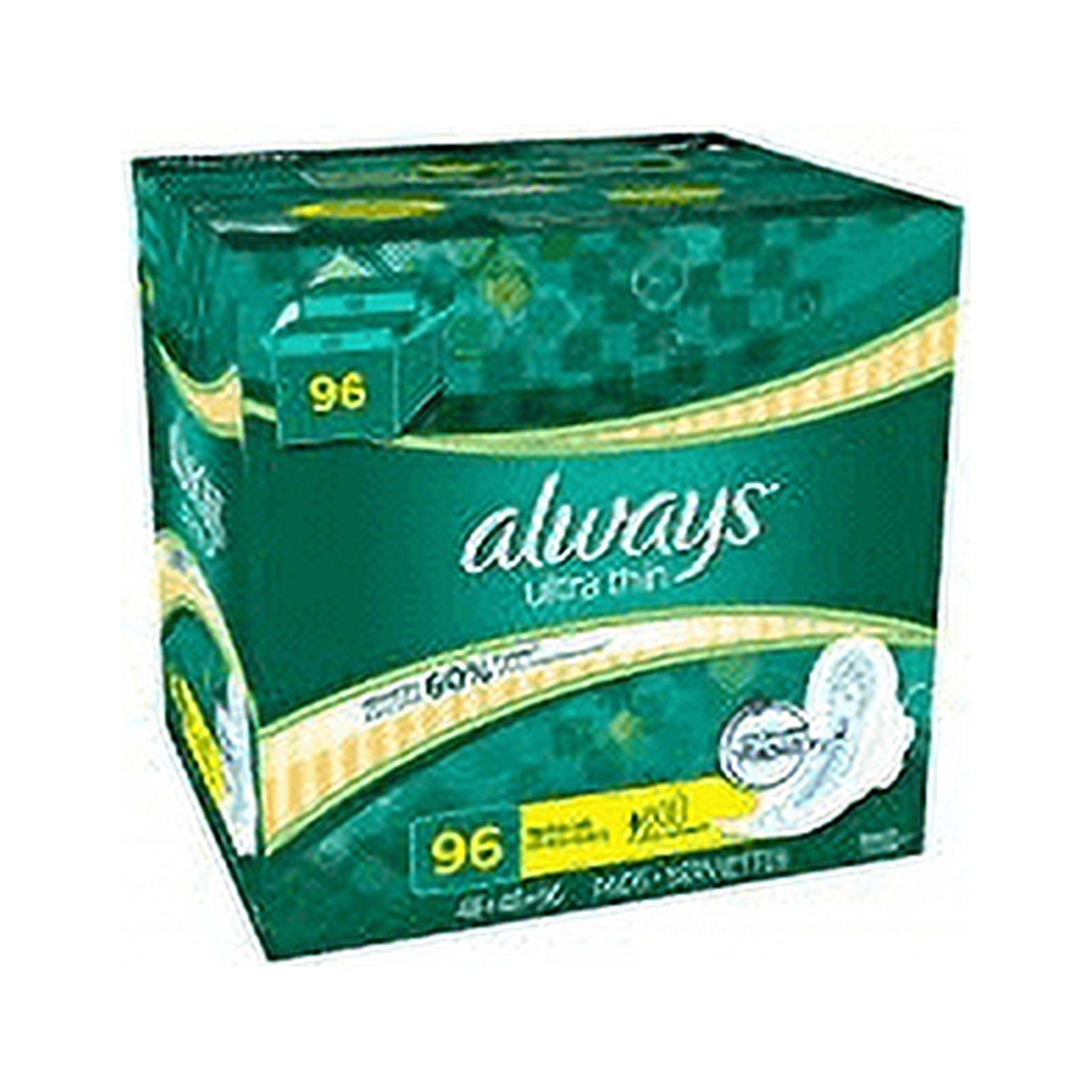Always Ultra Thin Regular Pads With Wings, Unscented, 96 Count
