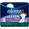 thumbnail image 1 of Always Ultra Thin Xtra-Heavy Overnight Pads with Flexi-Wings, Size 5 12 ea, 1 of 4