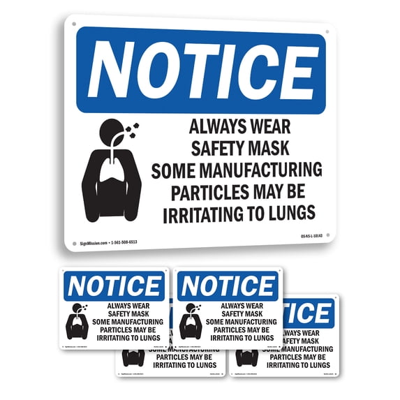 Always Wear Safety Mask Some OSHA Notice Rigid Plastic Sign 18 Inch x ...