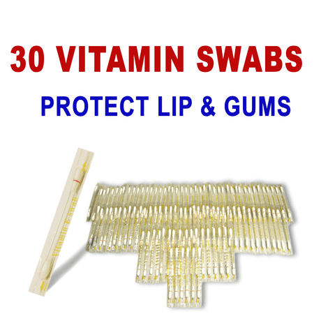 Always White 30 Teeth Whitening Vitamin E Swabs for Lip & Gums Protection Moisturizing - Made in Usa
