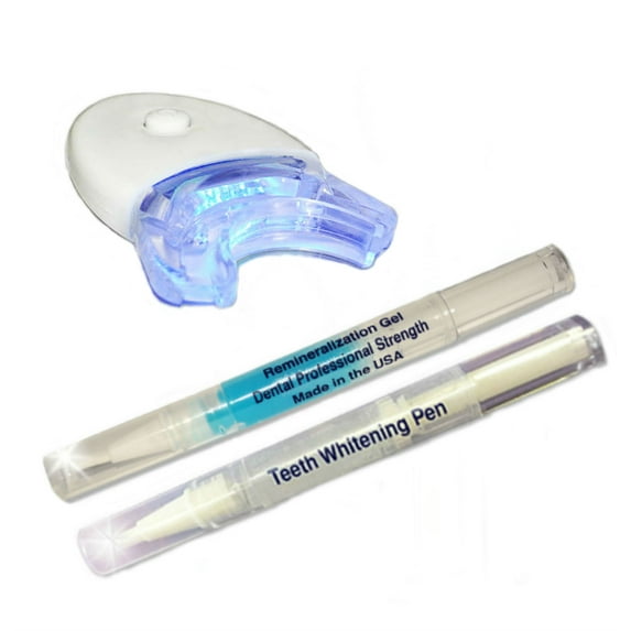 Always White Advanced Whitening System - FASTER Accelerator Led Light with attached trays + Teeth Whitening Pen 22% + Remineralization - At Home System! Made in USA!