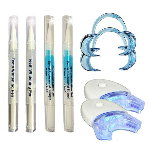Always White Professional 35% Whitening Kit for two! + 2 FASTER Accelerator Led Lights with attached trays! At Home System! Made in USA!