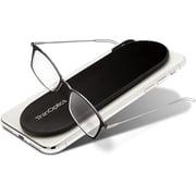 ThinOptics Reading Glasses with Slim Case   Readers Attach to Your Phone, Tablet, or Fit in Your Pocket - Rectangular Black, 1.5x
