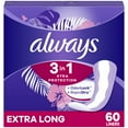 thumbnail image 1 of Always Xtra Protection 3-In-1 Daily Liners For Women, Extra Long, 60 Ct (Packaging May Vary) Packaging May Vary, 1 of 5