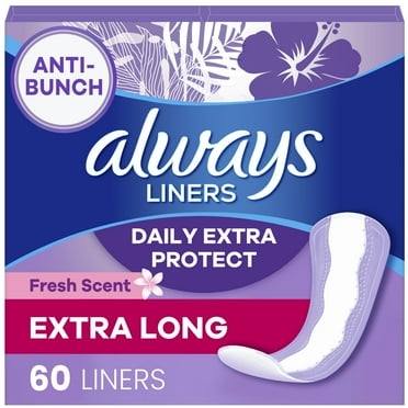Always Xtra Protection 3-in-1 Daily Liners for Women, Extra Long Length, 60 CT
