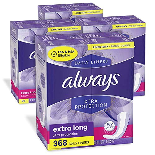 Always Xtra Protection Dailies Feminine Panty Liners for Women, Extra