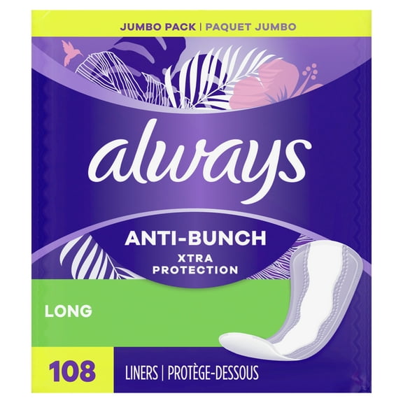 Always Xtra Protection Long Daily Liners, Unscented 108 ct - 2 Pack