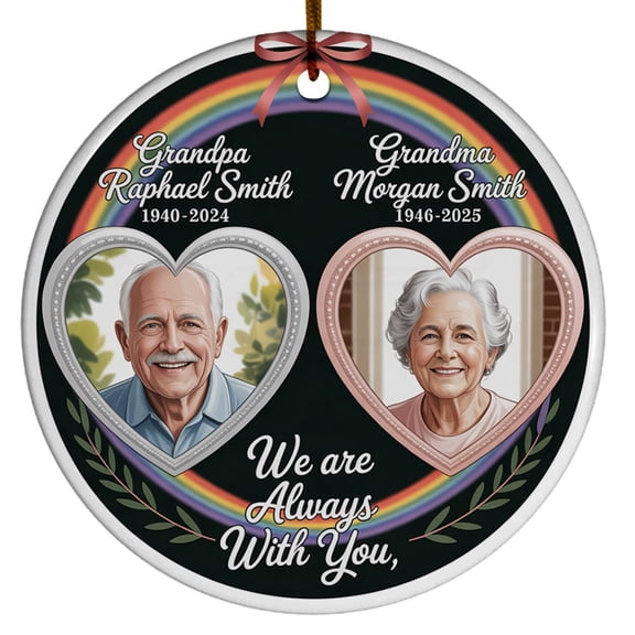 We are Always with You Glass Christmas Ornament Gift for Who Loss of Grandpa Grandma Grandparents, Customized Photo Date & Names Grandparents in Heaven Christmas Ornament 2025