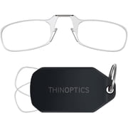 ThinOptics Keychain Reading Glasses - Slim, Folding Armless Pocket Readers with Protective Keychain Case - Lightweight, Durable & Convenient - Black , Clear 2.5x