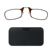 ThinOptics Slim Reading Glasses with Case that Sticks to Your Phone - Ultra-Thin Armless Pocket Readers - Lightweight, Durable, Convenient - Brown, 1.5x