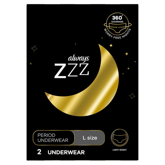 Always ZZZ Disposable Overnight Period Underwear Women Size L, 2 Ct
