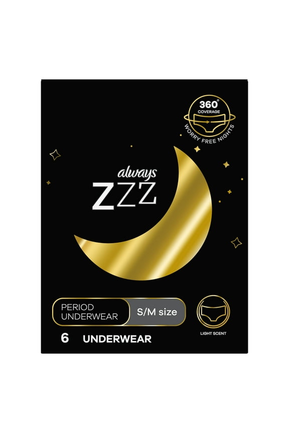 ZZZ Disposable Overnight Period Underwear Women Size S/M, 6 Ct