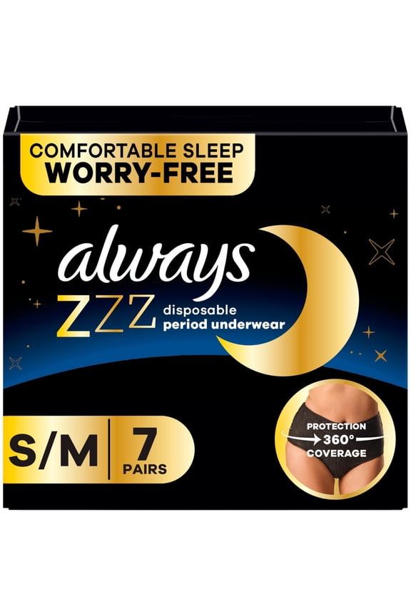Always ZZZ Overnight Disposable Period Underwear Size s-m, 7 Count