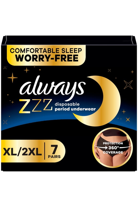 ZZZ Overnight Disposable Period Underwear Size XL, 7 Count