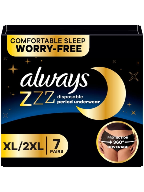 ZZZ Overnight Disposable Period Underwear Size XL, 7 Count
