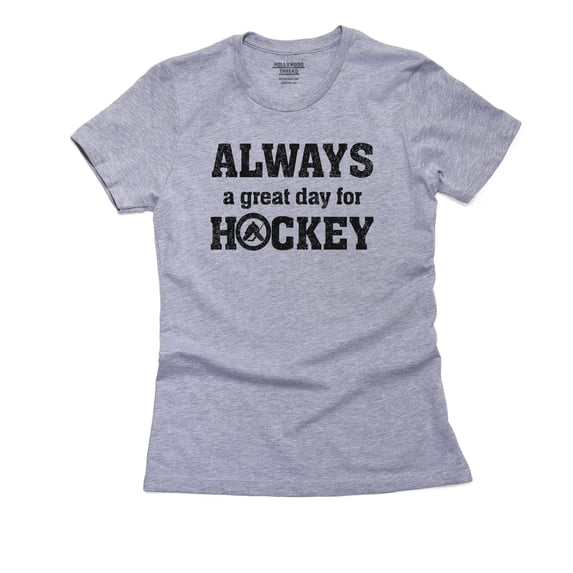 Always a Great Day for Hockey Fan Graphic Helmet Women's Cotton Grey T-Shirt