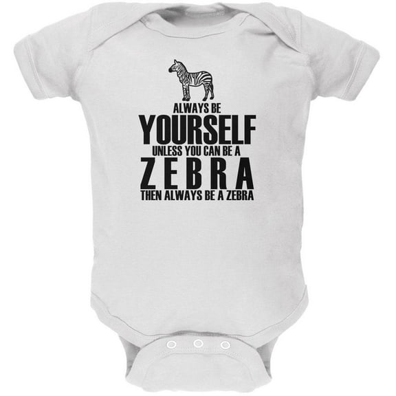 Always be Yourself Zebra Soft Baby One Piece White 3-6 M