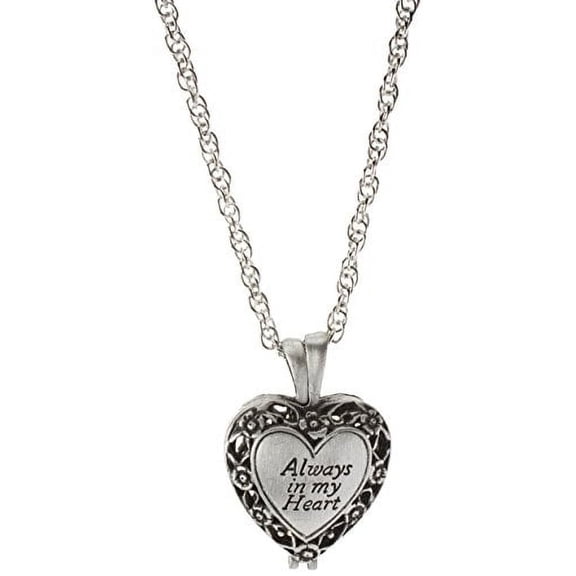 "Always in My Heart" Memorial Urn Locket – Filigree Pewter Tone Keepsake Necklace
