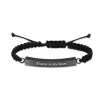 Always in My Heart - Stainless Steel Engraved Locket Braided Rope Bracelet Cremation Jewelry for Ashes Holder Funeral Urn Bracelet for Ashes