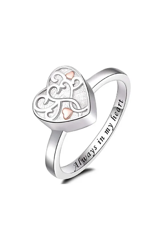 Always in My Heart - Vintage Heart Urn Locket Urn Pendant Cremation Jewelry for Ashes Keepsake Ring