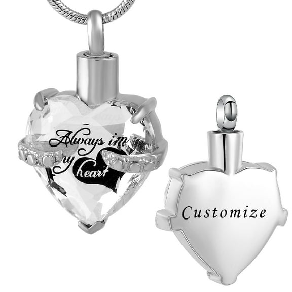 Always in my Heart Cremation Jewelry for Ashes Urn Necklace Lockets for Human Ashes Pet Ashes Holder Keepsake Heart Necklace