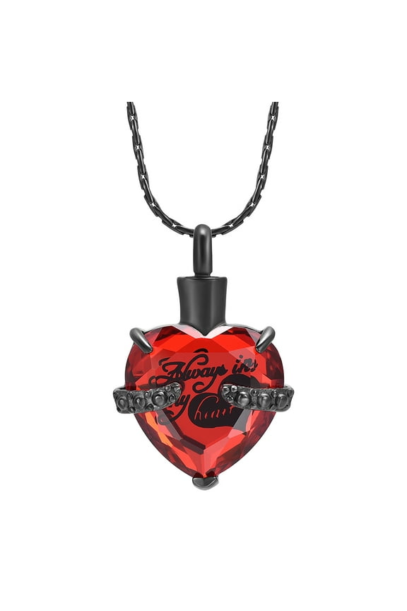 Always in my Heart Cremation Jewelry for Ashes Urn Necklace Lockets for Human Ashes Pet Ashes Holder Memorial Crystal Heart Necklace