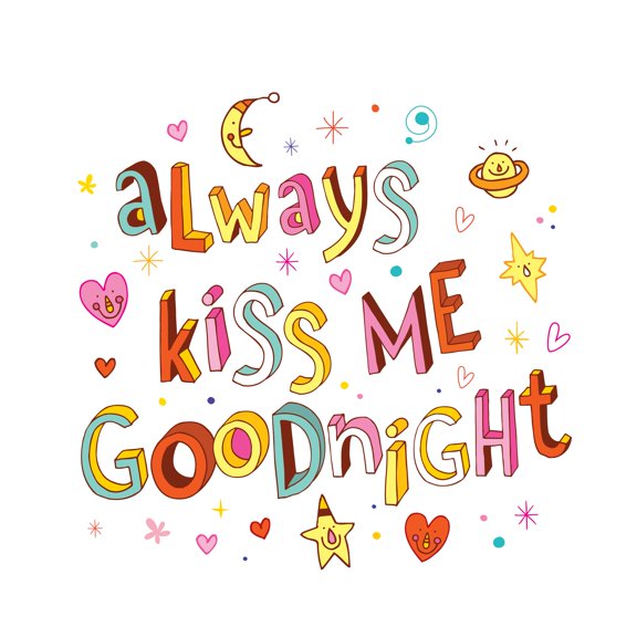 Always kiss me Goodnight Vinyl Wall Decal -Quotes and Sayings Art Decor - Peel and Stick Wall Decals- Bedroom Wall Art-Size : 40" x 40".
